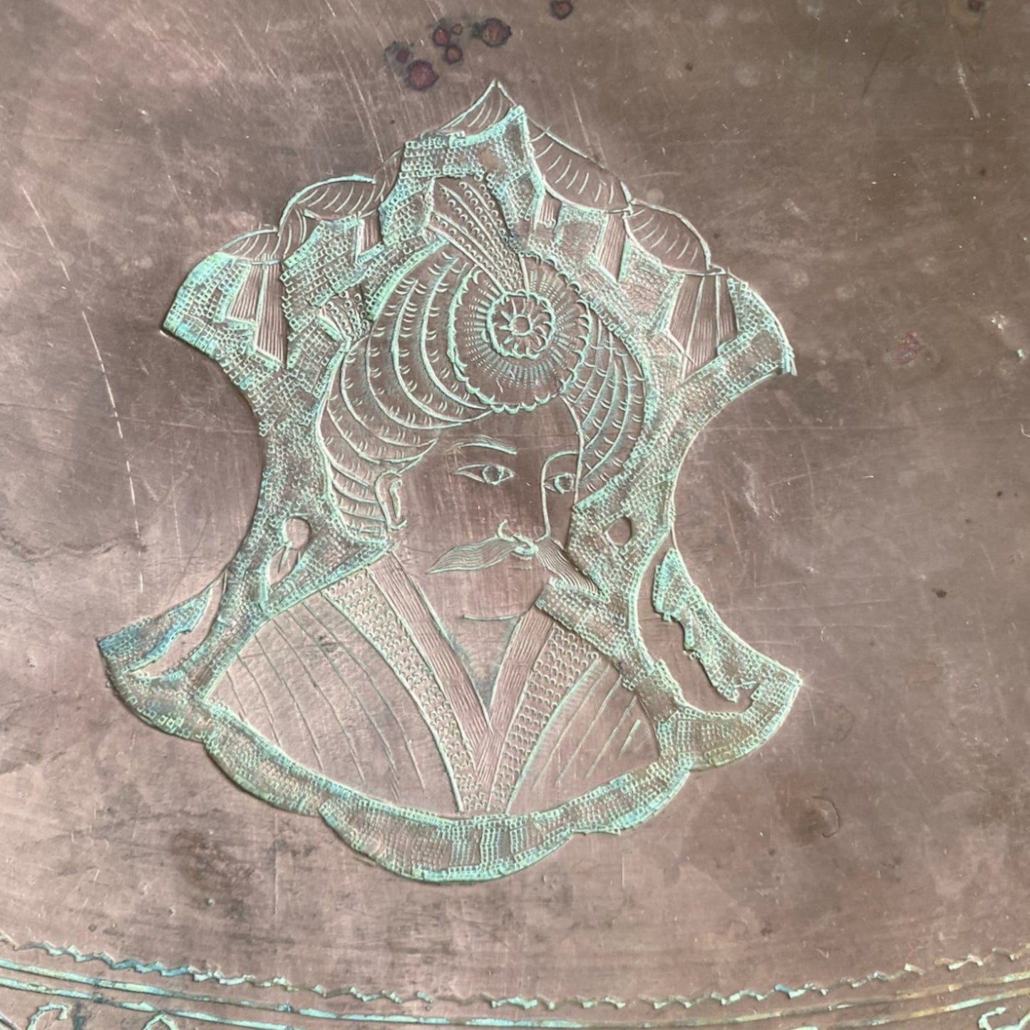 Large Qajar Artifact Tray - Six Royal Figures