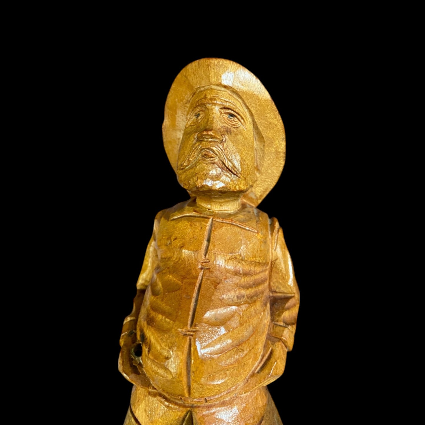German Folk Art Whittled Man in Hat