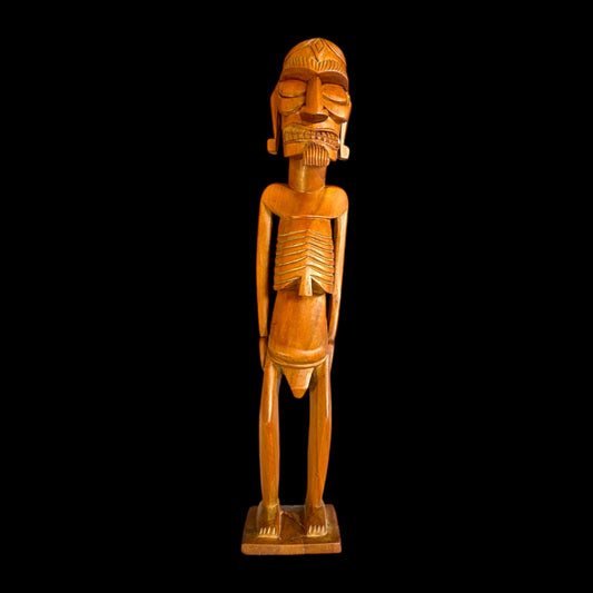 Vintage Moai Kavakava Hand-Carved Wooden Statue