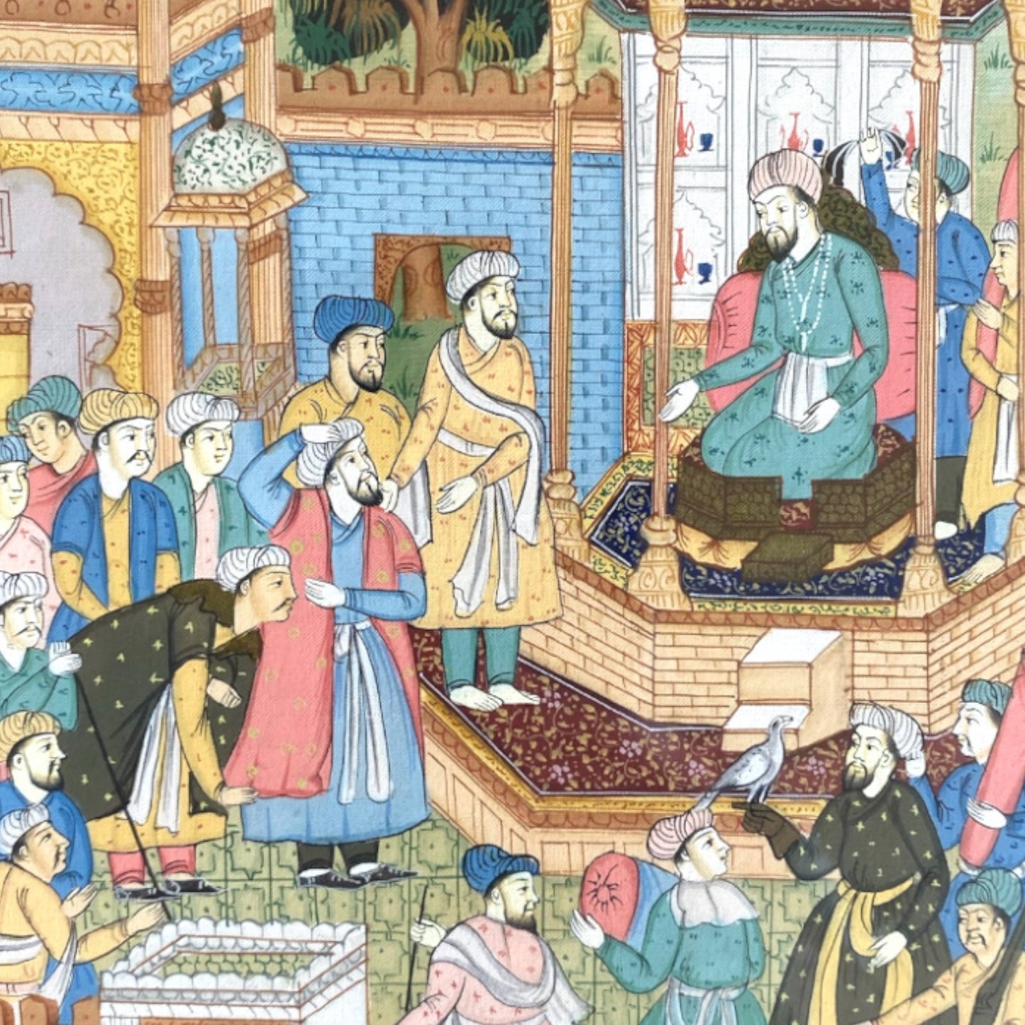 Framed Mughal Miniature Painting - Court Scene