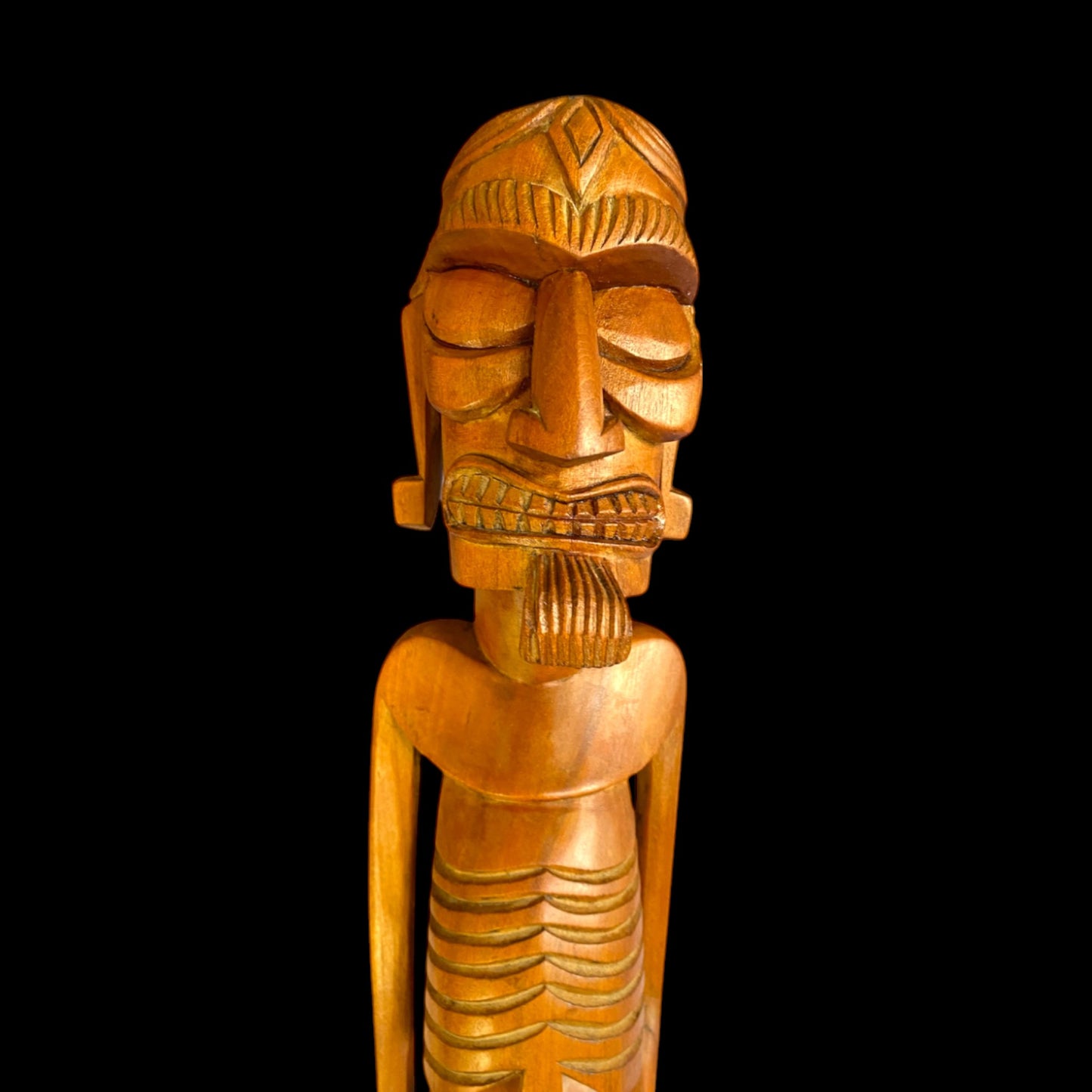 Vintage Moai Kavakava Hand-Carved Wooden Statue