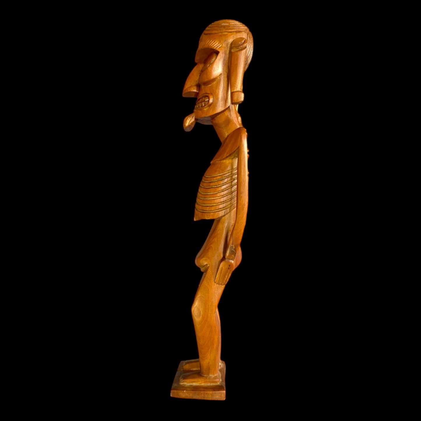 Vintage Moai Kavakava Hand-Carved Wooden Statue