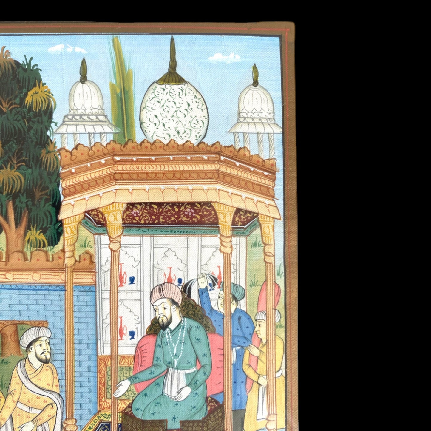 Framed Mughal Miniature Painting - Court Scene