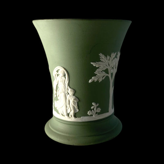 Vintage Wedgwood Jasperware Green Urn - England, 1970s