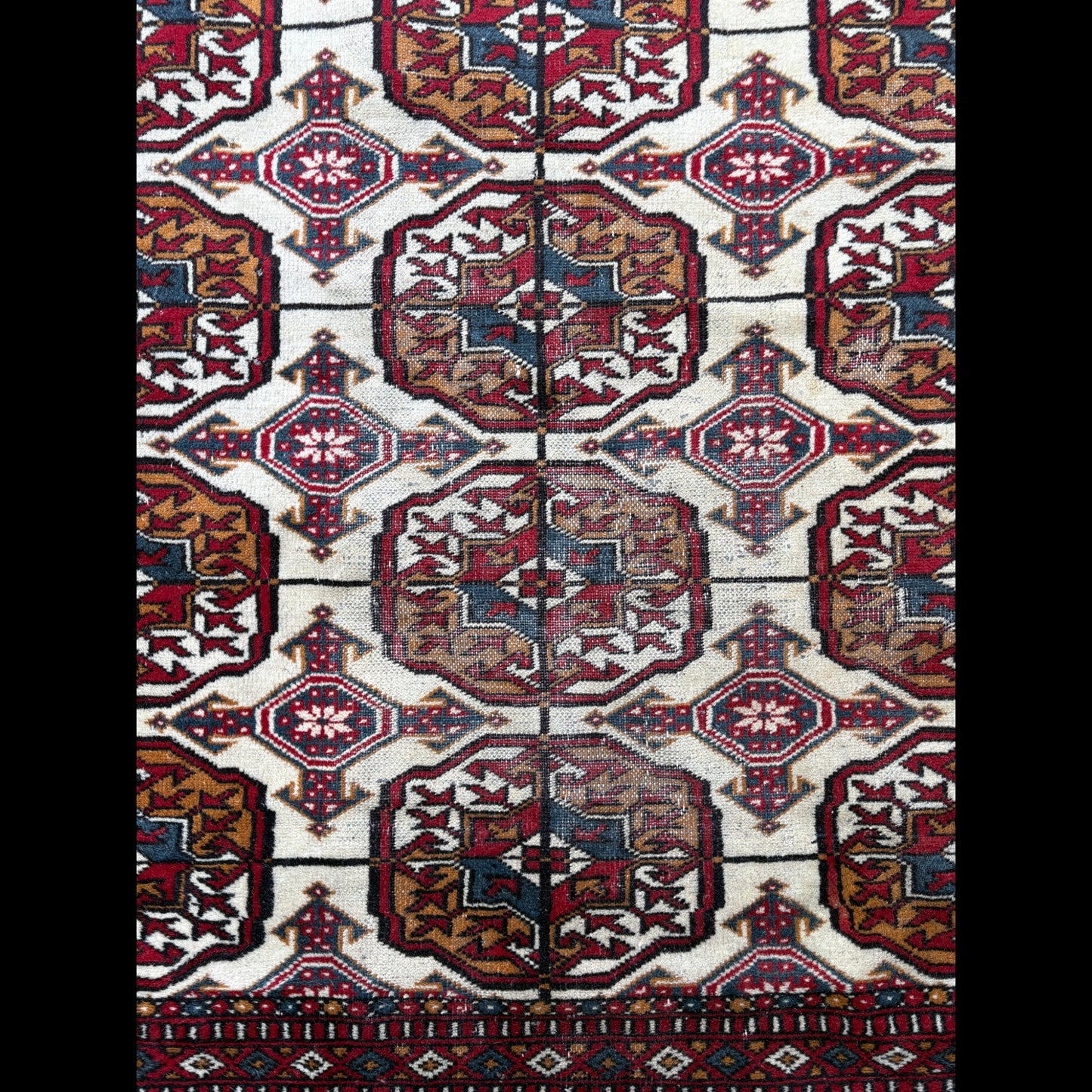 Hand-Knotted Bokhara Rug - Vibrant Tribal Motifs