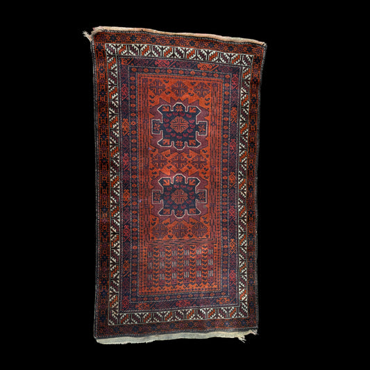 Vintage Balouch Tribal Rug - Wool Hand-Knotted