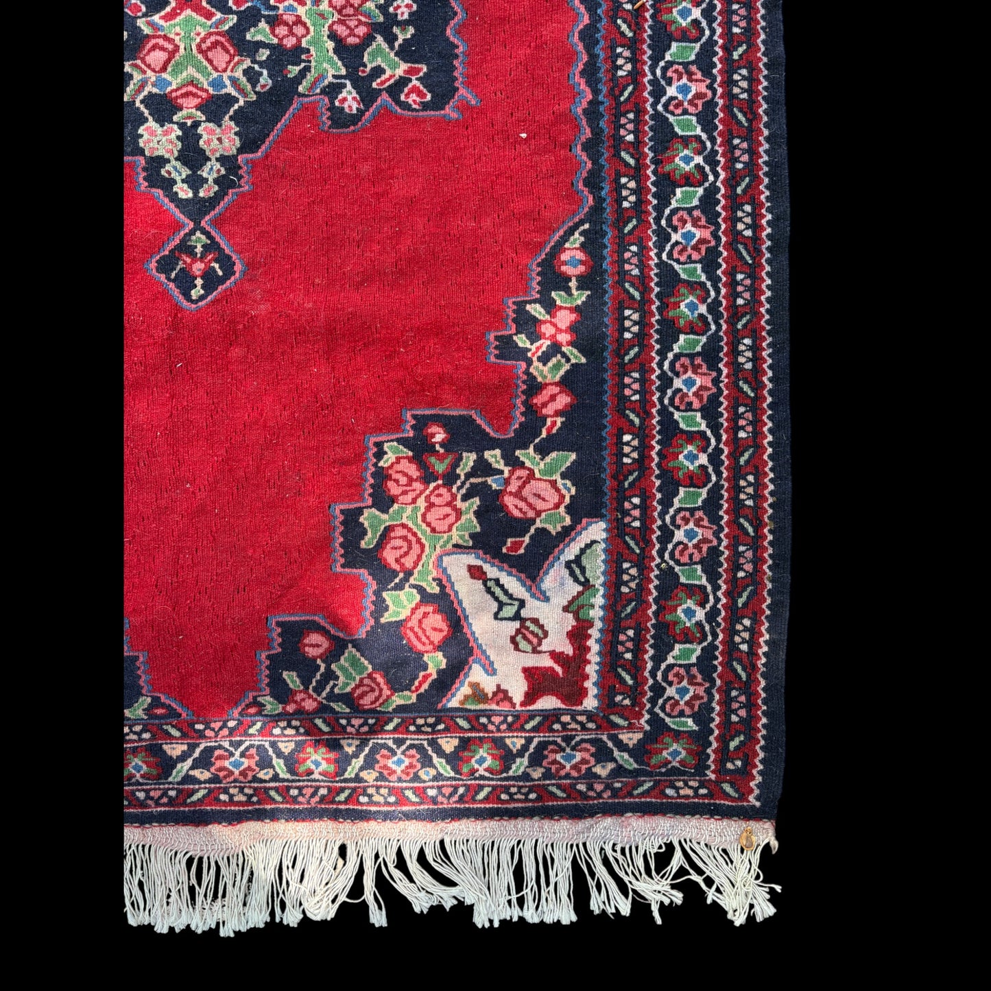Midcentury Persian Kilim Rug - Red & Blue Motifs