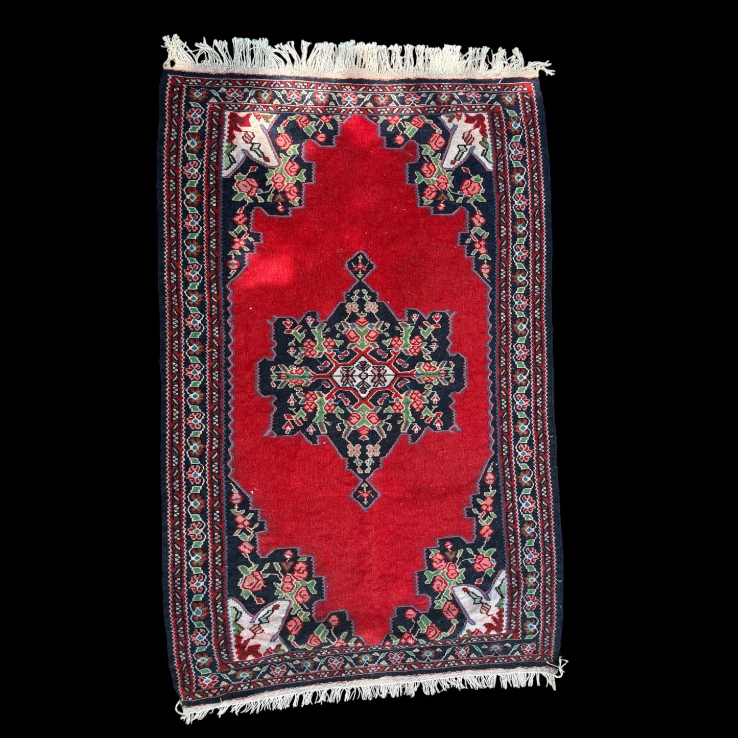 Midcentury Persian Kilim Rug - Red & Blue Motifs