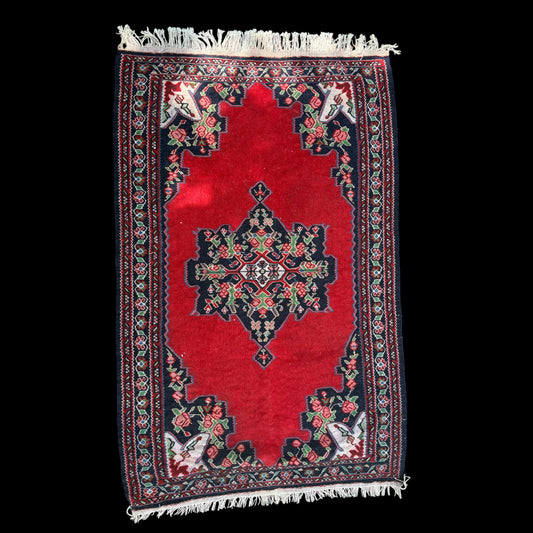 Midcentury Persian Kilim Rug - Red & Blue Motifs