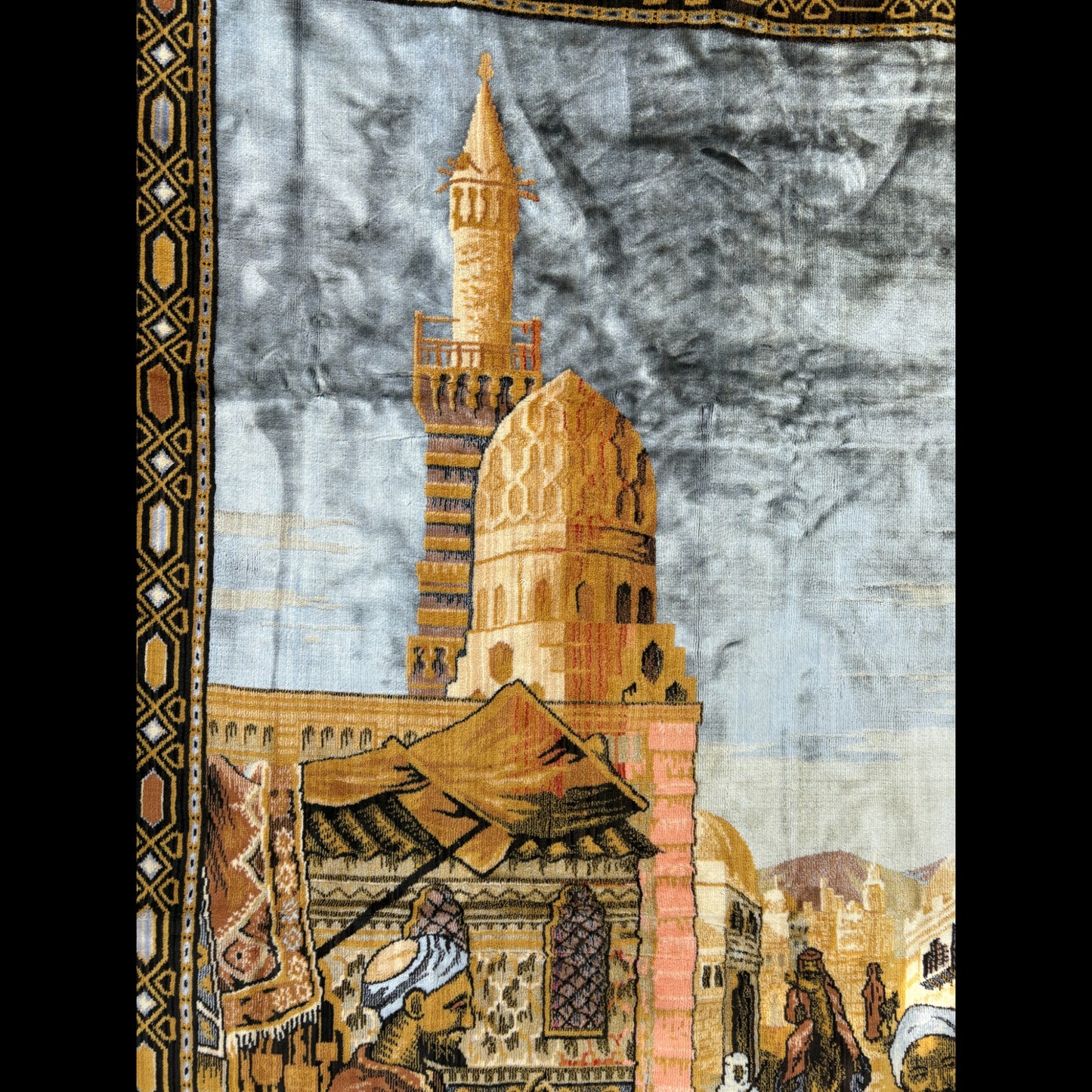 Midcentury French Market Scene Tapestry