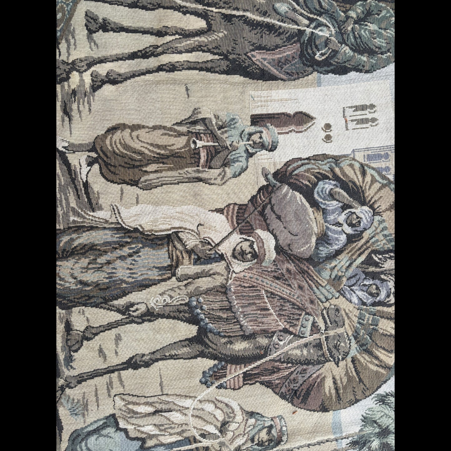 Midcentury Belgian Tapestry - Caravan Scene
