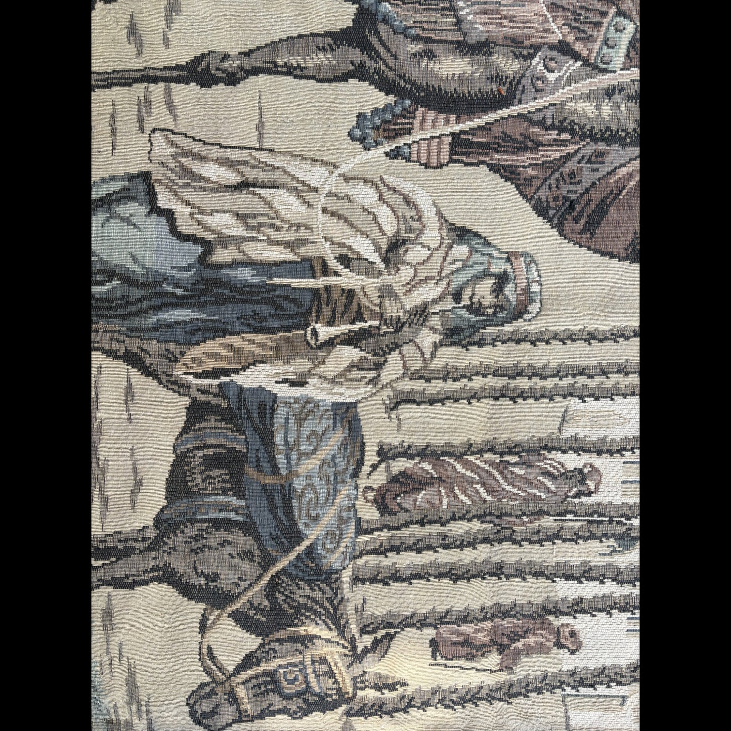 Midcentury Belgian Tapestry - Caravan Scene