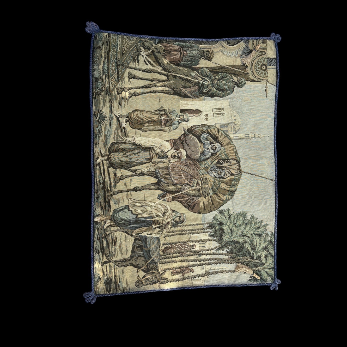 Midcentury Belgian Tapestry - Caravan Scene