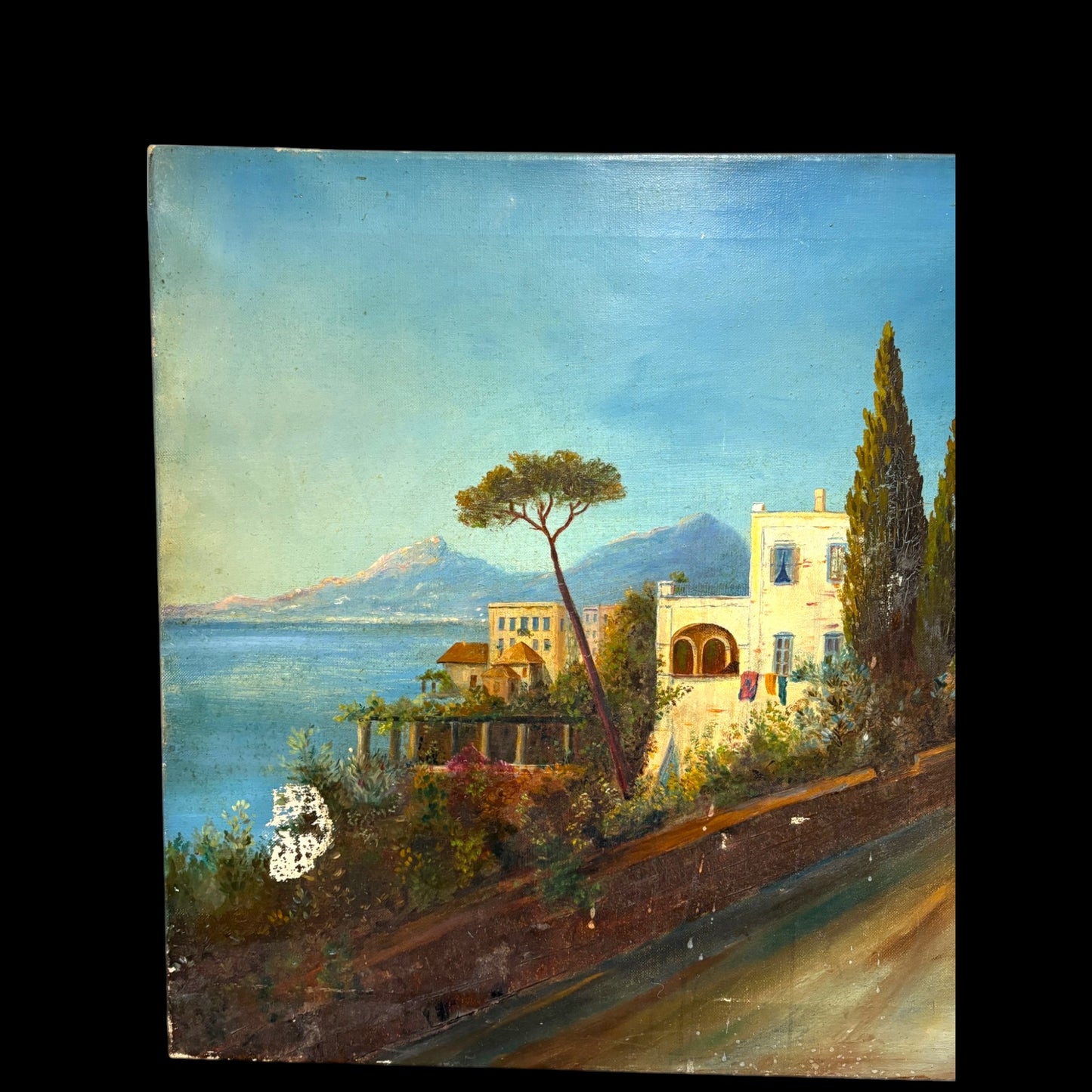 19th Century Mediterranean Coast Oil Painting