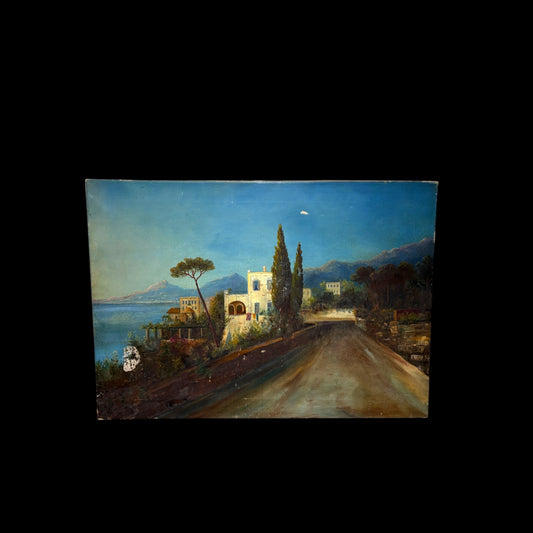 19th Century Mediterranean Coast Oil Painting