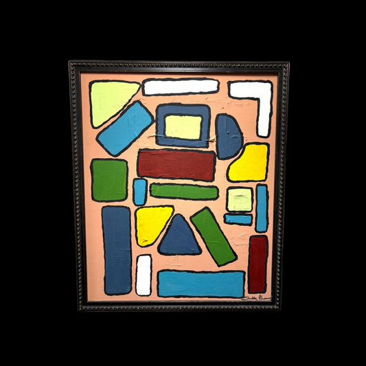 Midcentury Abstract Geometric Painting by Shelby