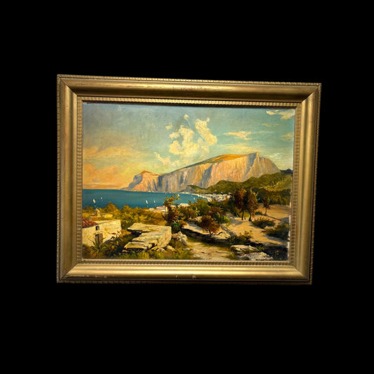 Mediterranean Coastal Oil Painting by M. Khaleghi